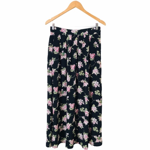 Vintage Dresses & Skirts - Vintage Herman Geist Pleated Floral Peasant Cottagecore Maxi Skirt